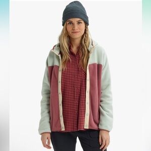 *SOLD* Burton Women's Hearth Snap-Up Fleece Aqua Gray/ Rose Brown XL